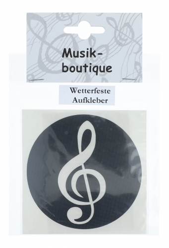 runder Violinschlssel-Sticker in schwarz, silber, gold oder wei