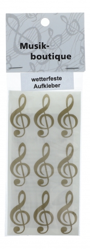 Violinschl�ssel-Sticker, 1 Bogen mit 9 St�ck in schwarz, gold oder silber - Farbe: gold