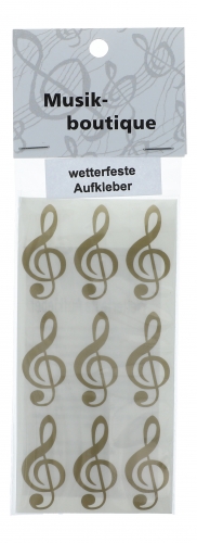 Violinschlssel-Sticker, Bogen mit 9 Stck in schwarz, gold, silber oder wei - Farbe: gold