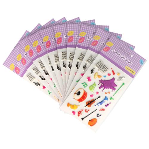 10 Bogen Musik-Sticker mit bunten Instrumenten 