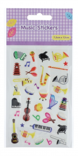 Musik-Sticker mit bunten Instrumenten (1 Bogen)