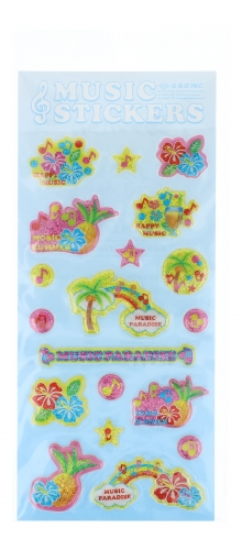 Stickers Tropical mit Palmen, Blumen und Noten (1 Bogen)