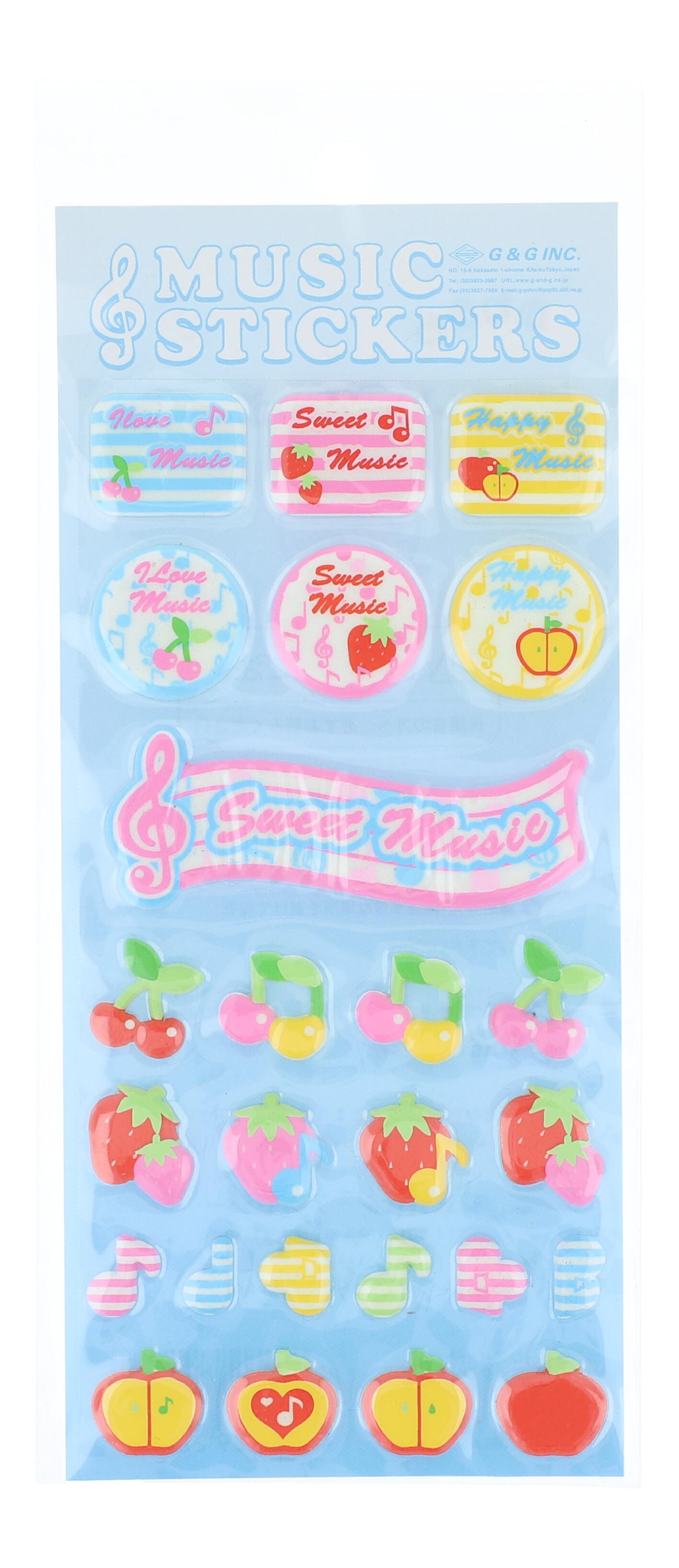Stickers Sommer, mit bunten Früchten und Noten