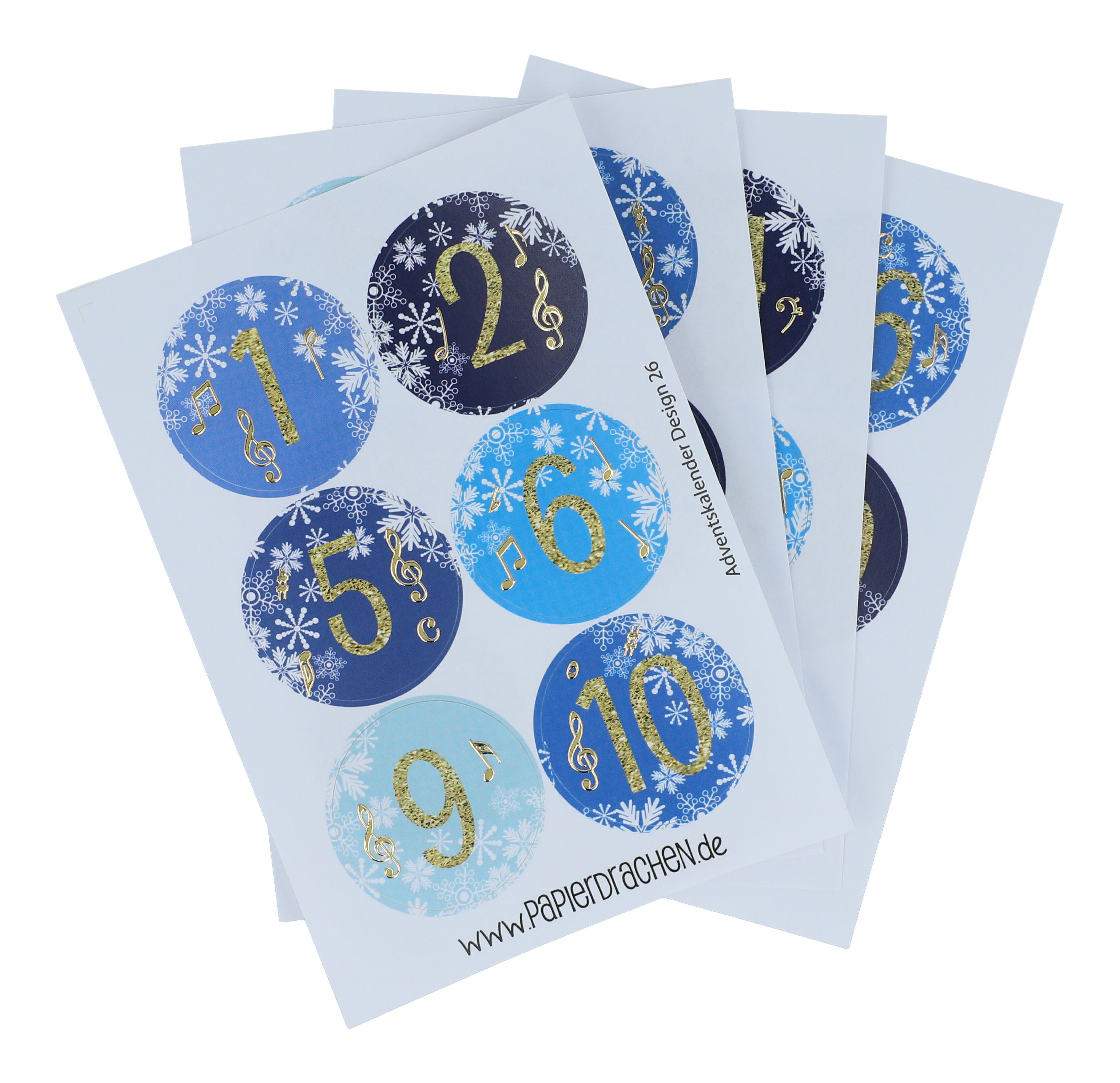 blau Advent-Zahlenaufkleber blau Advent-Zahlenaufkleber