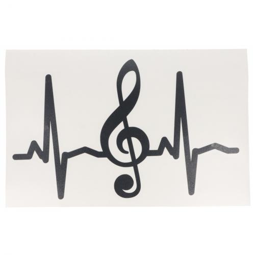 Musikalischer Autosticker Herzschlag, mittig ein Violinschlssel