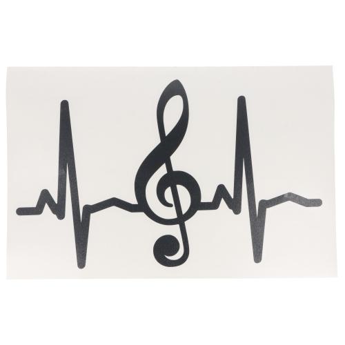 Musikalischer Autosticker Herzschlag, mittig ein Violinschl�ssel - Gr��e: 8 cm x 13,5 cm