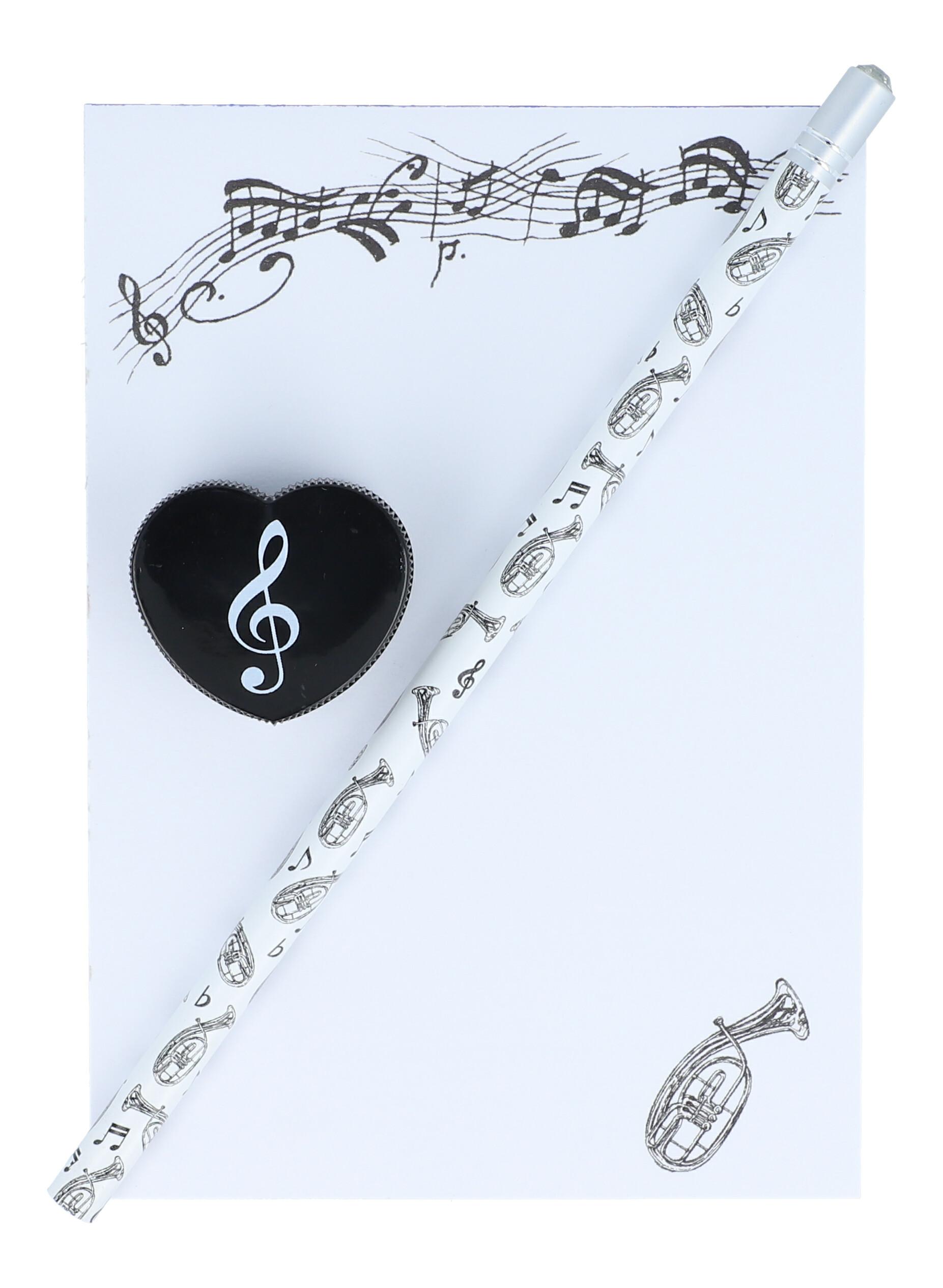 Tenorhorn-Schreibset mit A6-Notizblock, Bleistift und Spitzer Tenorhorn-Schreibset mit A6-Notizblock, Bleistift und Spitzer