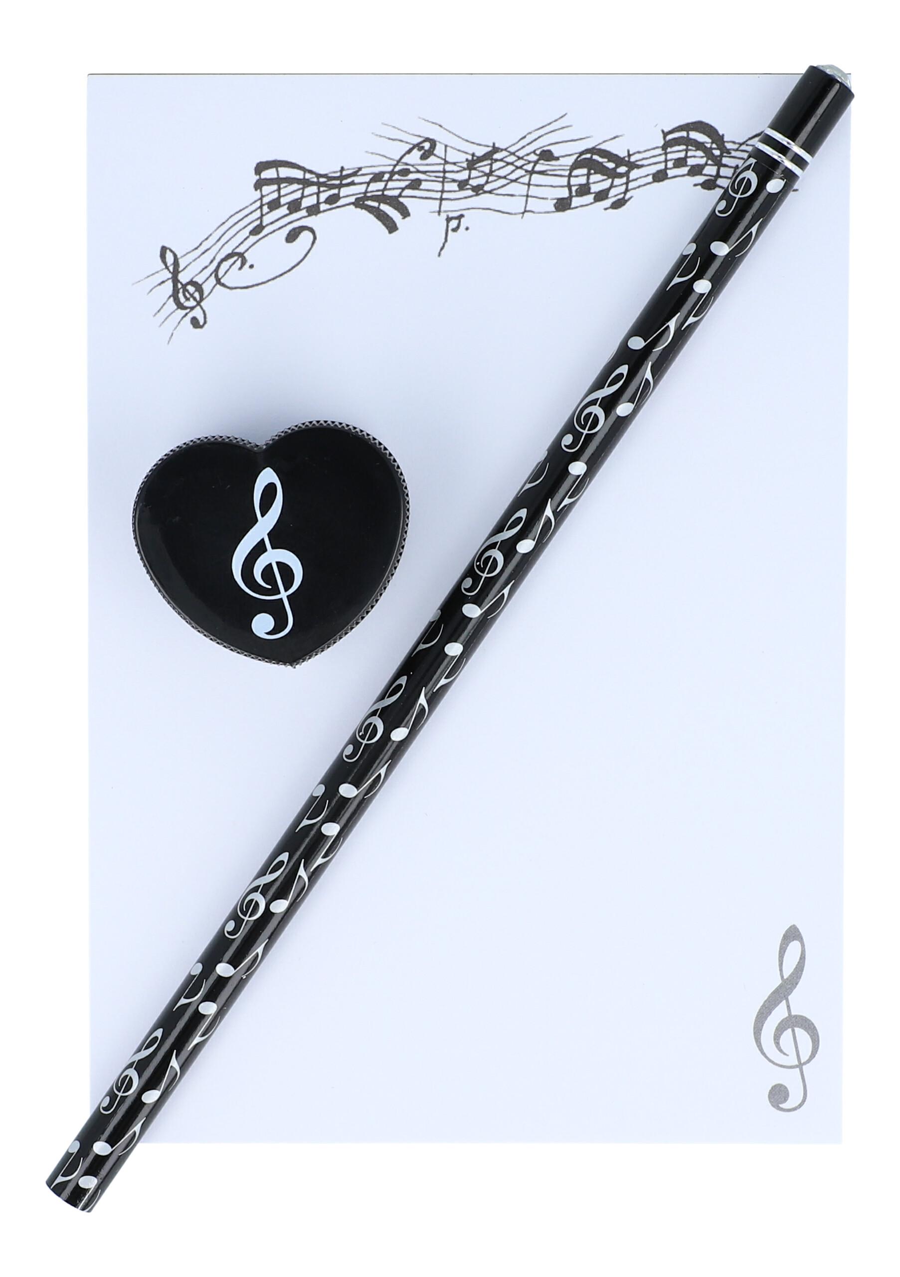 Block A 6 mit Bleistift und Spitzer Violinschlüssel Block A 6 mit Bleistift und Spitzer Violinschlüssel