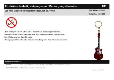 Les Paul-Gitarren-Schl�sselanh�nger, rot, ca. 10 cm
