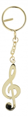 goldene, als Instrumente oder Violinschlssel geformte Metall-Schlsselanhnger - Design: Violinschlssel
