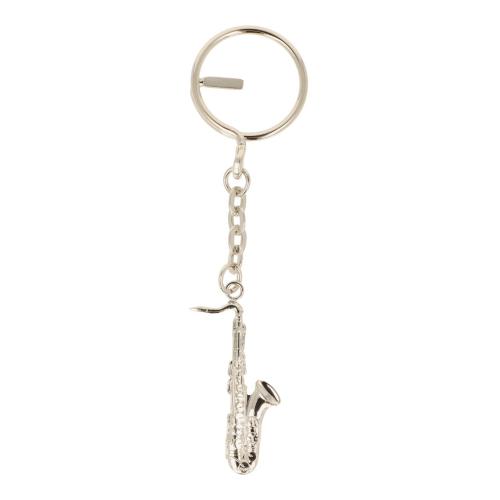 silberne, als Instrumente oder Violinschl�ssel geformte Metall-Schl�sselanh�nger - Instrument: Saxophon