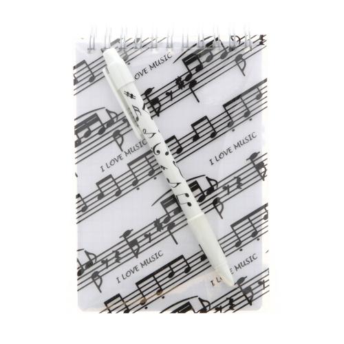 Schreibset mit Notenlinien-Spiralblock und Kugelschreiber Notenmix