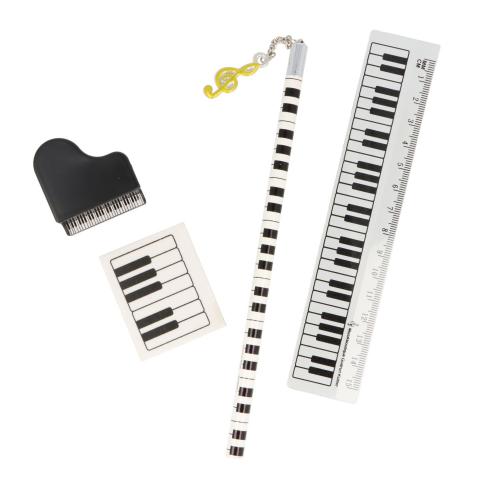 Keyboard-Schreibset mit Bleistift, Radierer, Spitzer und Lineal 