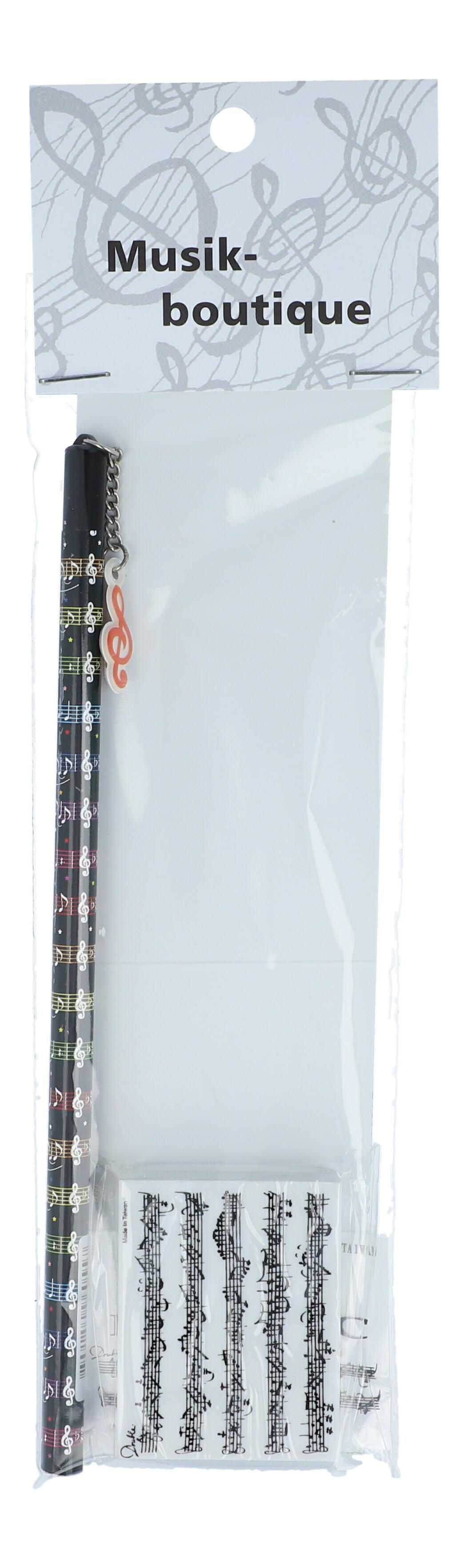 Schreibset mit Bleistift mit Anhänger und Radiergummi Notenlinie Schreibset mit Bleistift mit Anhänger und Radiergummi Notenlinie