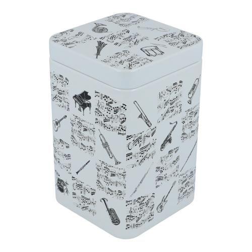 Tee-/Kaffeedose mit Noten- und Instrumentenaufdruck