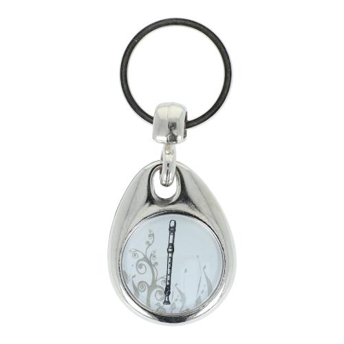 Schl�sselanh�nger mit musikalischem Motiv und Einkaufschip, verschiedene Instrumente - Design: Blockfl�te 