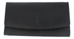 schwarze Leder-Geldbörse im Breitformat mit eingeprägtem Violinschlüssel