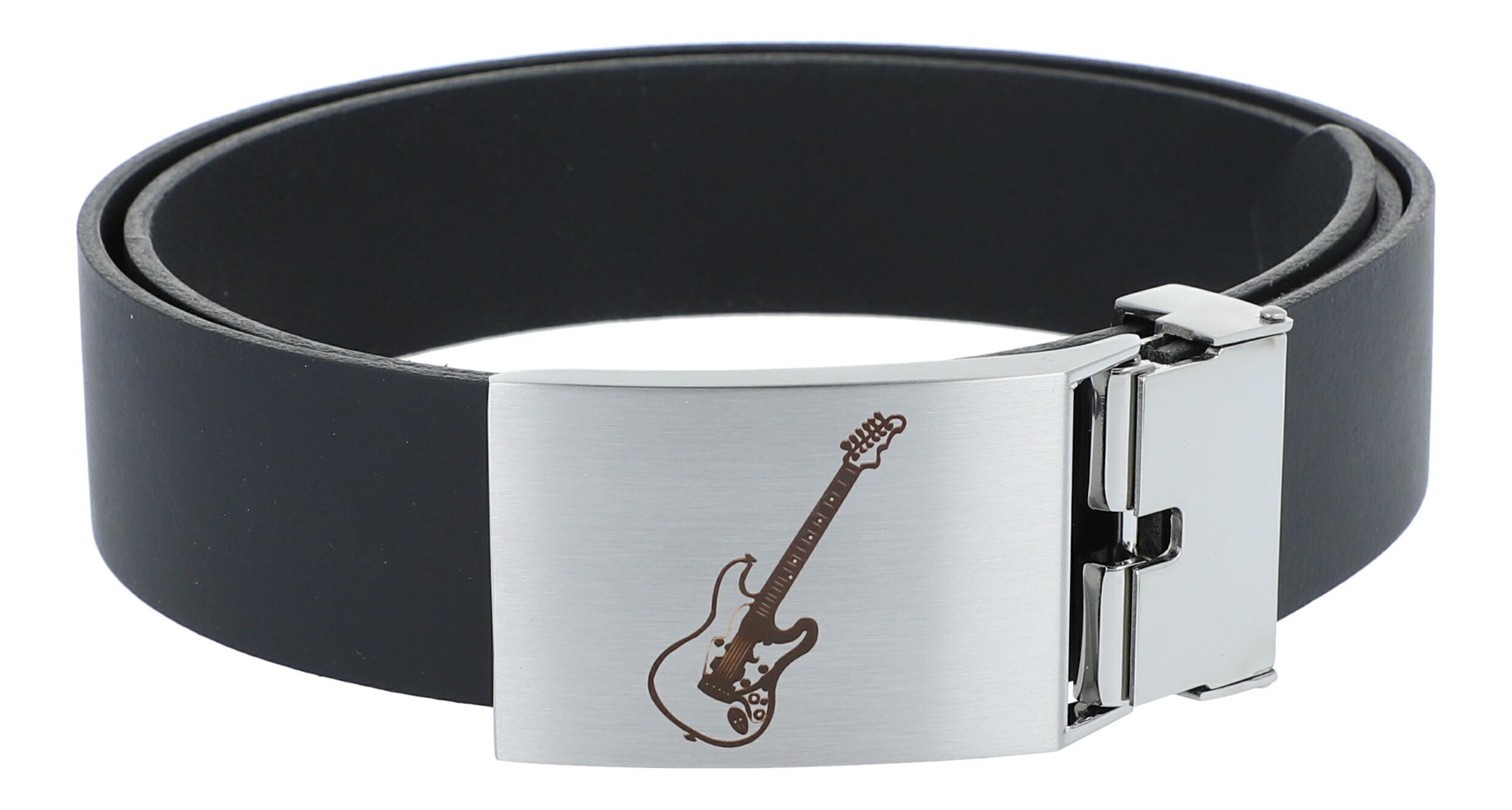 Ledergürtel mit Metallschließe, Motiv E-Gitarre Ledergürtel mit Metallschließe, Motiv E-Gitarre