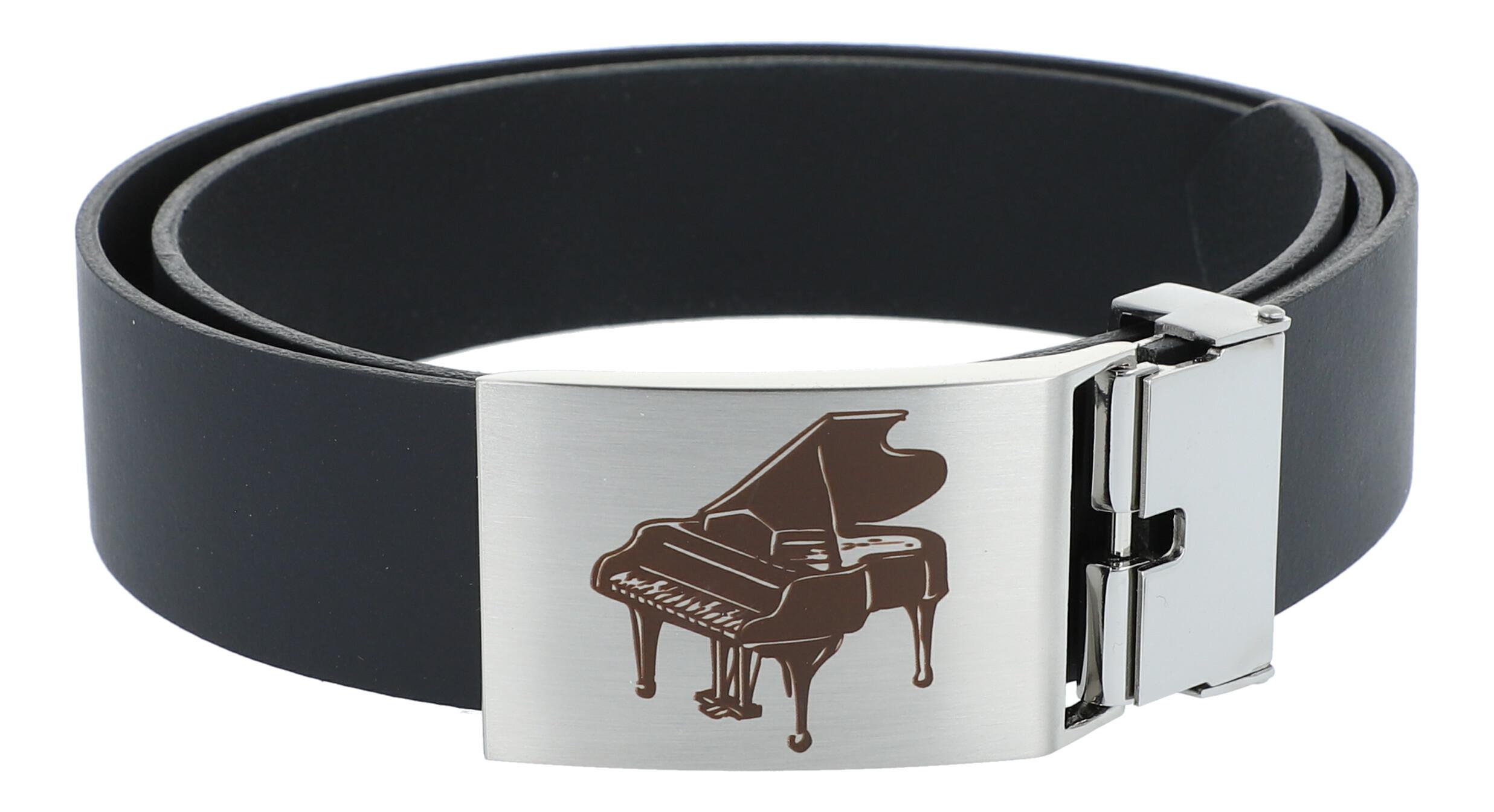 Ledergürtel mit Metallschließe, Motiv Piano Ledergürtel mit Metallschließe, Motiv Piano