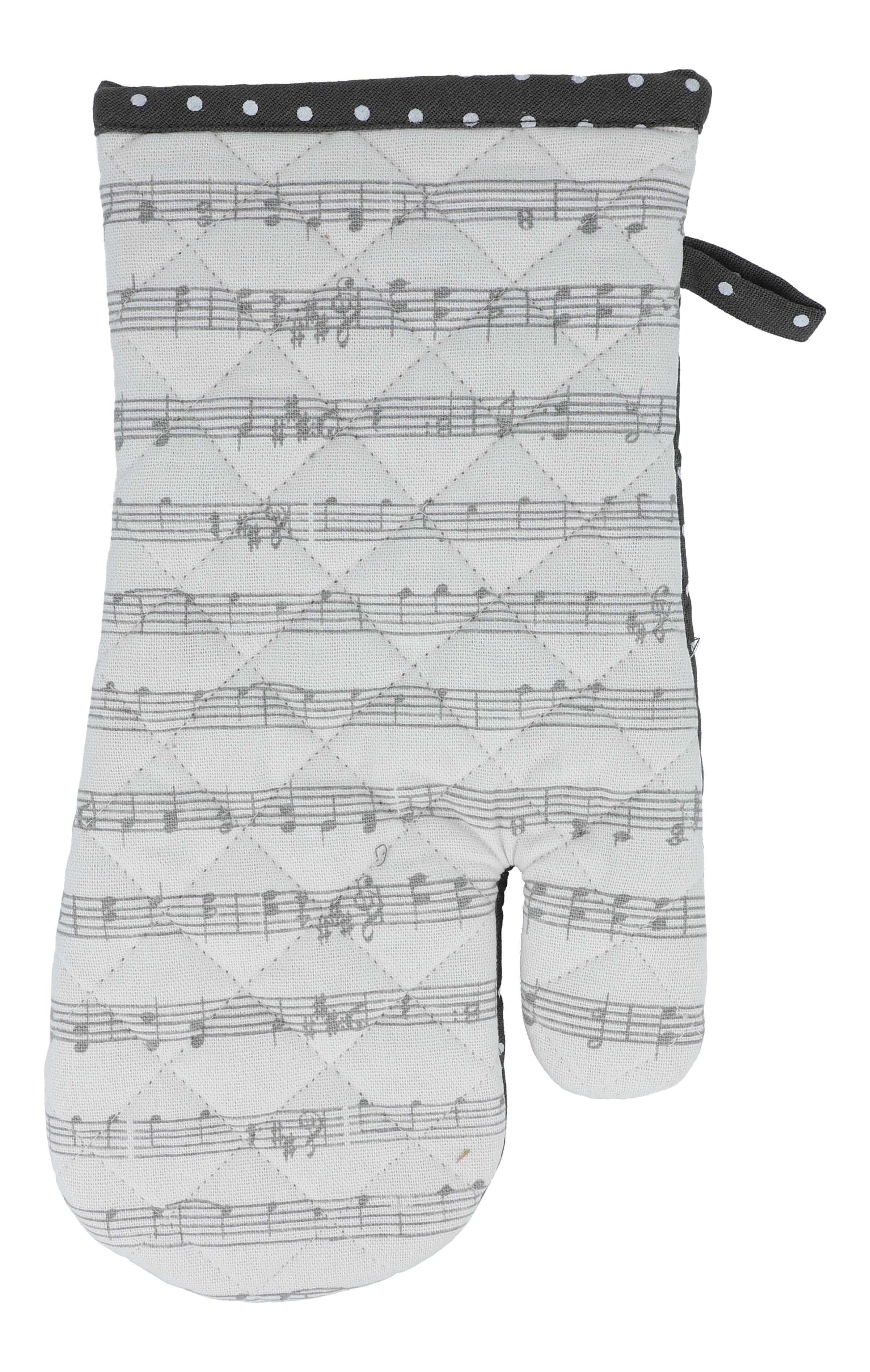 Ofenhandschuh Musik weiß/grau, 17 x 33 cm Ofenhandschuh Musik weiß/grau, 17 x 33 cm
