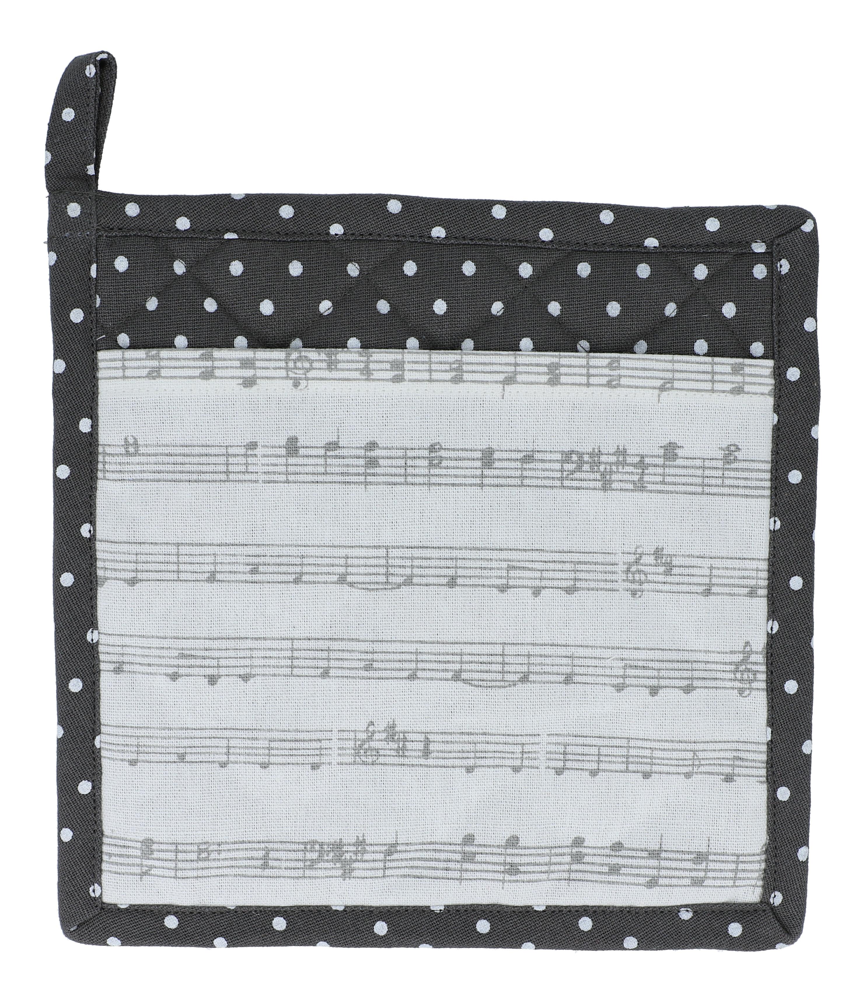 Schlupf Topflappen 20 x 20 cm Musik w/grau Schlupf Topflappen 20 x 20 cm Musik w/grau