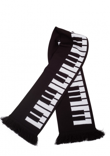 Keyboard-Schal, gestrickt mit eingewebter Tastatur, Fransen