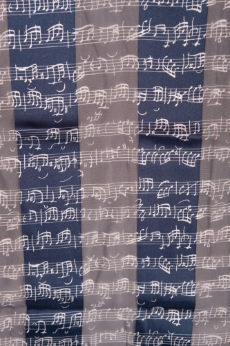 Notenlinien-Schal mit Satinstreifen, verschiedene Farben - Farbe: dunkelblau