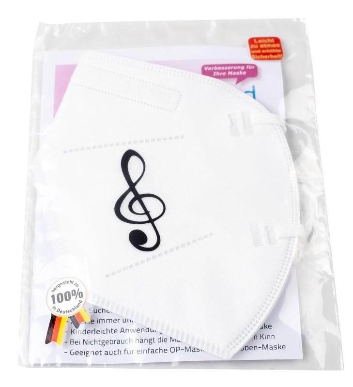1 FFP2-Maske weiß mit schwarzem Violinschlüssel 1 FFP2-Maske weiß mit schwarzem Violinschlüssel