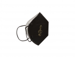 schwarze FFP2-Maske mit  Violinschlüssel, gold oder weiß - Farbe: gold