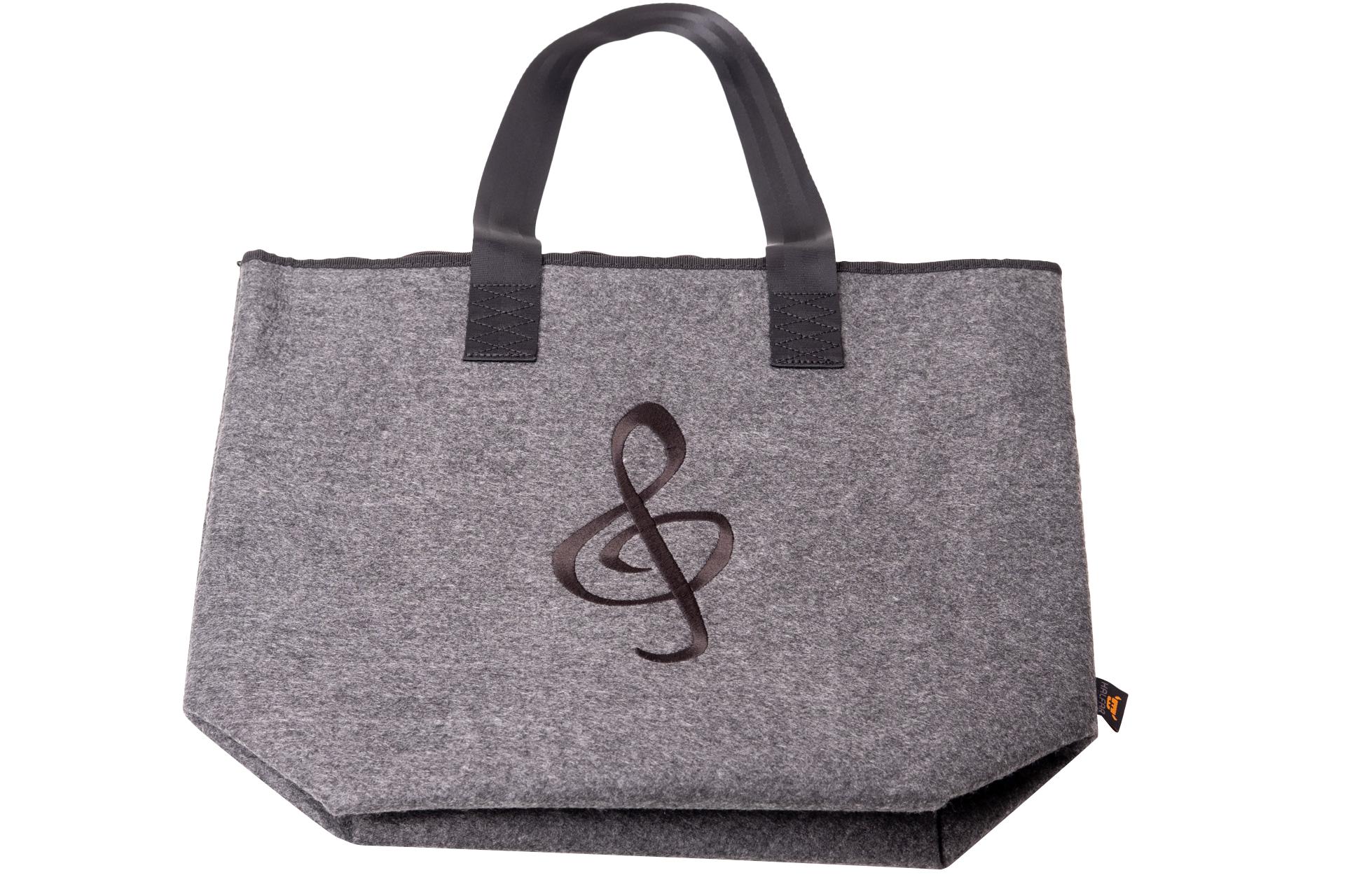 Filztasche Violinschlüssel mit Reißverschluss, grau/schwarz Filztasche Violinschlüssel mit Reißverschluss, grau/schwarz