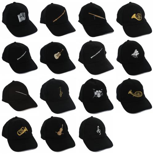 Baseball-Cap mit eingestickten Instrumenten, schwarz, Baumwolle
