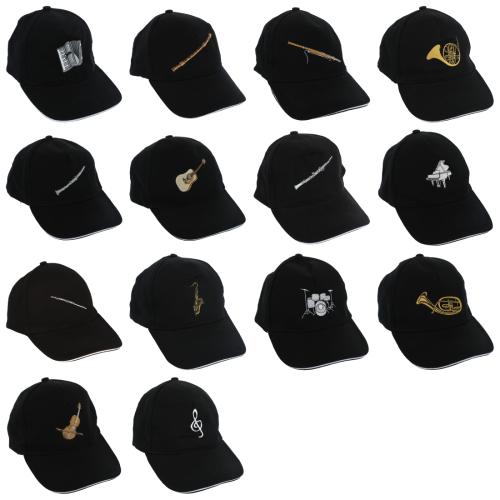 Baseball-Cap mit eingestickten Instrumenten, schwarz, Baumwolle