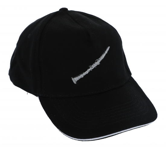 Baseball-Cap mit eingestickten Instrumenten, schwarz, Baumwolle - Design: Klarinette