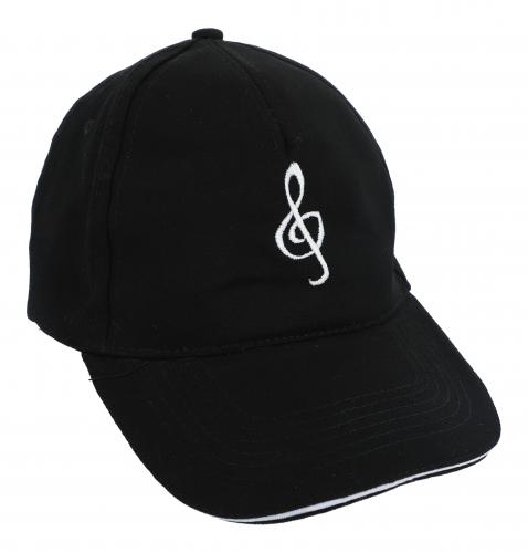 Baseball-Cap mit eingestickten Instrumenten, schwarz, Baumwolle - Design: Violinschl�ssel
