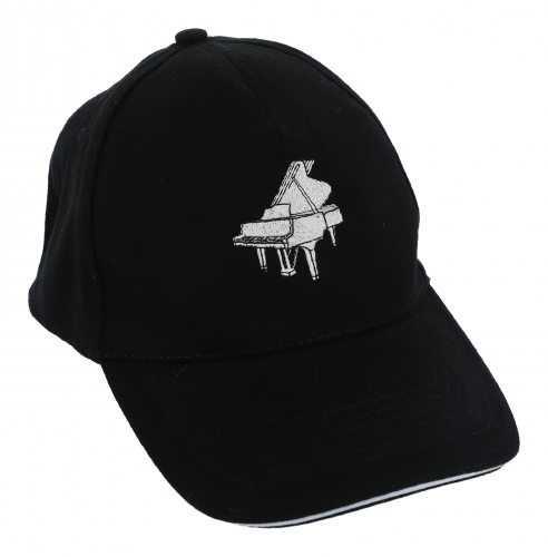 Baseball-Cap mit eingestickten Instrumenten, schwarz, Baumwolle - Design: Piano