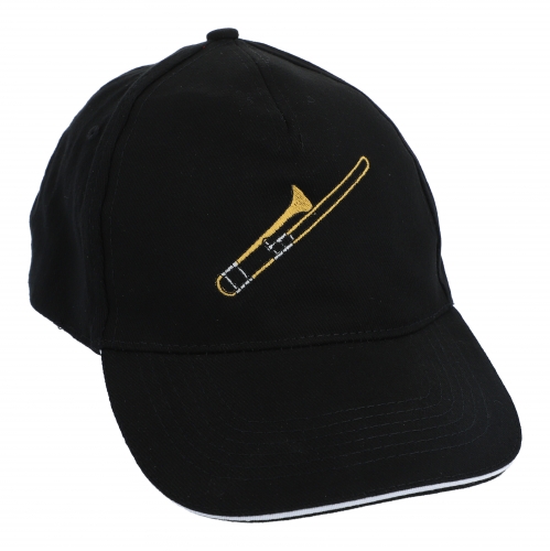 Baseball-Cap mit eingestickten Instrumenten, schwarz, Baumwolle - Instrumente / Design: Posaune