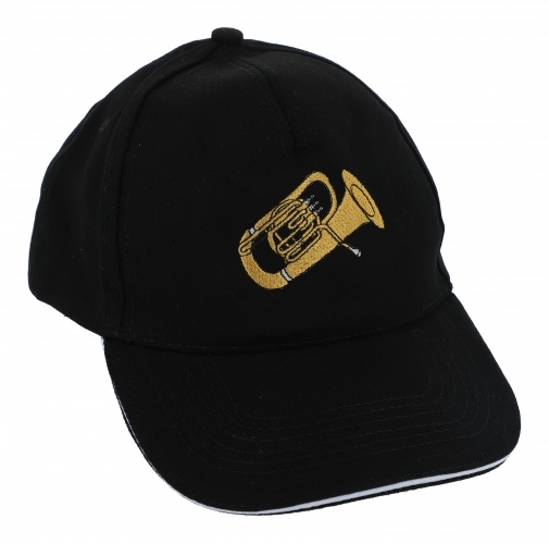 Baseball-Cap mit eingestickten Instrumenten, schwarz, Baumwolle - Design: Tuba