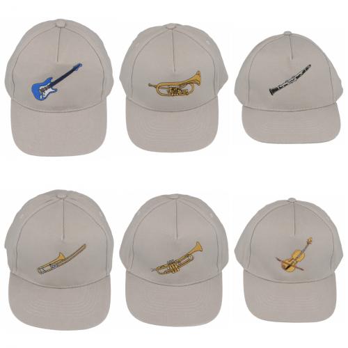 Baseball-Cap mit eingestickten Instrumenten, grau, Baumwolle