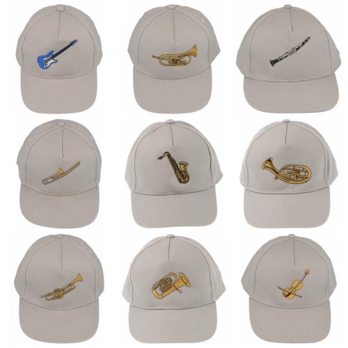 Baseball-Cap mit eingestickten Instrumenten, grau, Baumwolle