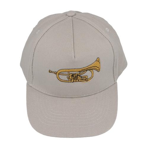 Baseball-Cap mit eingestickten Instrumenten, grau, Baumwolle - Motiv: Fl�gelhorn