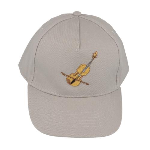 Baseball-Cap mit eingestickten Instrumenten, grau, Baumwolle - Motiv: Violine