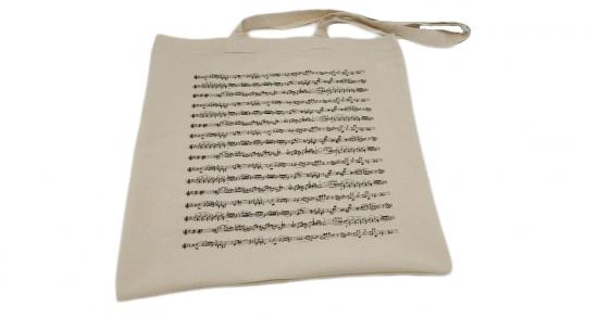 Notenlinien- Henkeltasche mit langen Henkeln, verschiedene Farben - Farbe: natur