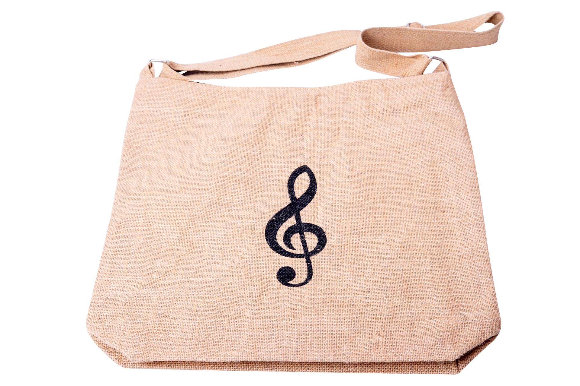 Jutetasche, beige, Violinschlüssel Jutetasche, beige, Violinschlüssel