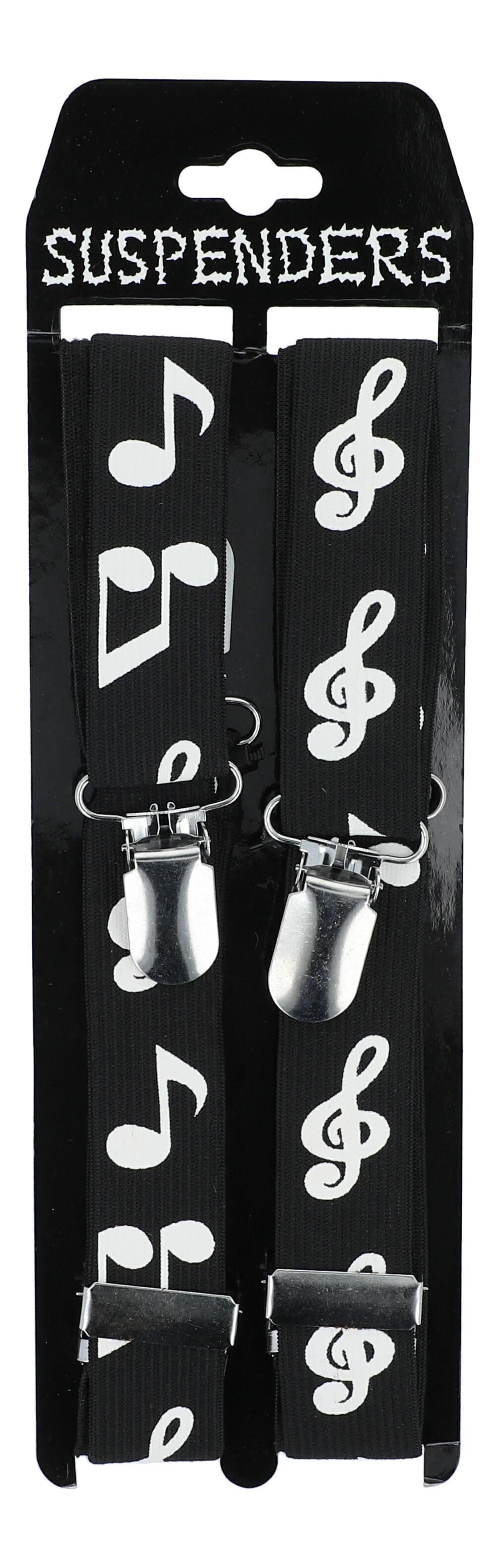 Hosenträger, schwarz mit Musiksymbolen Hosenträger, schwarz mit Musiksymbolen