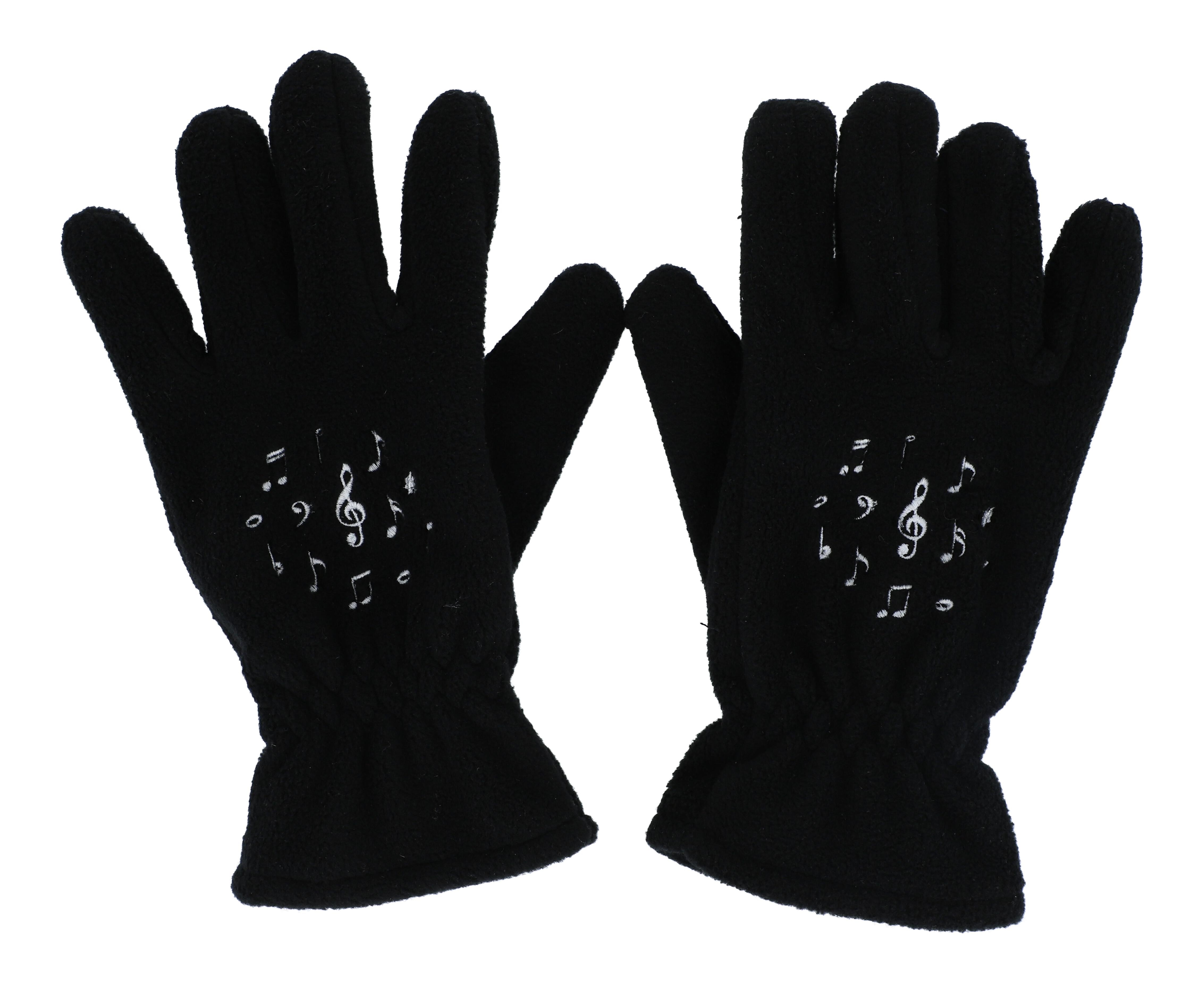 Fleece-Handschuhe, ganze Finger, schwarz mit Notenmix Fleece-Handschuhe, ganze Finger, schwarz mit Notenmix