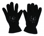 Fleece-Handschuhe, ganze Finger, schwarz mit Notenmix 