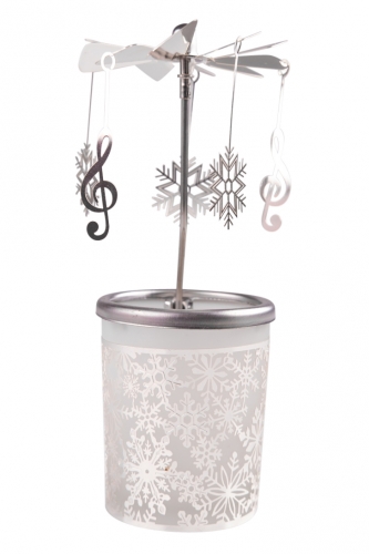 Windlicht Glas-Karussell mit Violinschlssel-Anhnger - Windlichter: Schneeflocke
