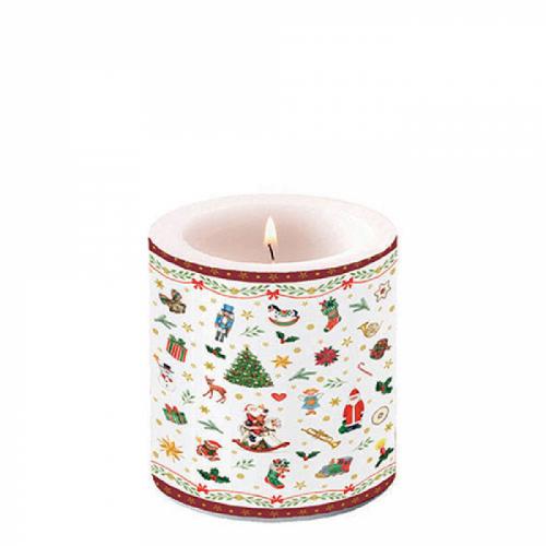 Kerze Ornaments all over red (small)