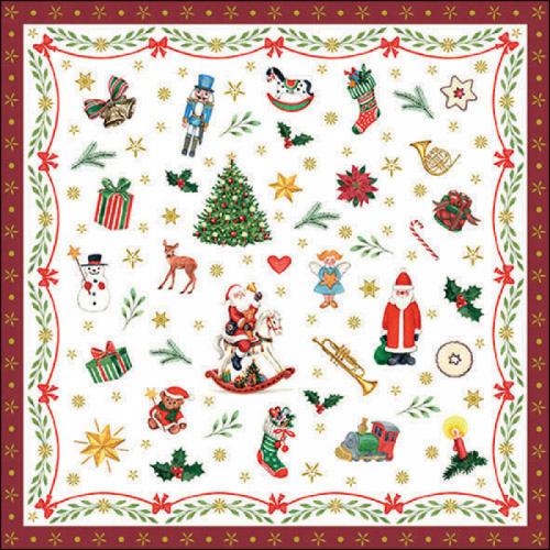 Servietten Ornaments all over red