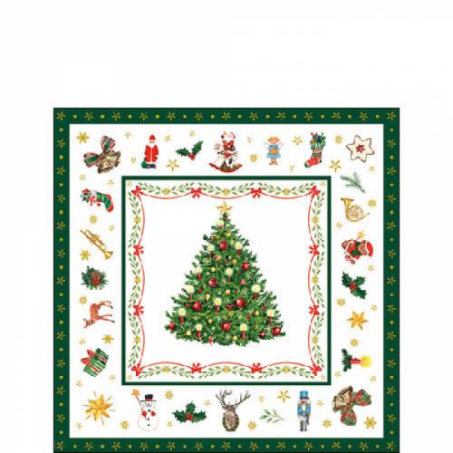 Servietten Christmas evergreen white (Cocktailformat)